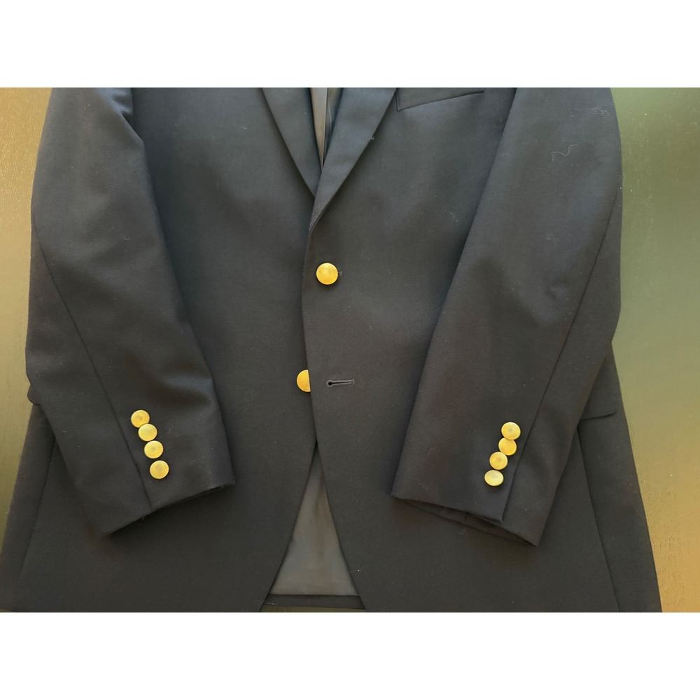 Lands' End Boys Hopsack Blazer Size 20 Navy/Gold Two-Button Sport Coat Jacket - Picture 9 of 14